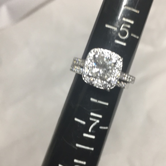 14K white gold diamonds bridal set - Picture 6 of 8